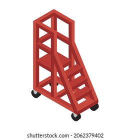 Rolling Safety Ladder Vector Illustration. Storage equipment.