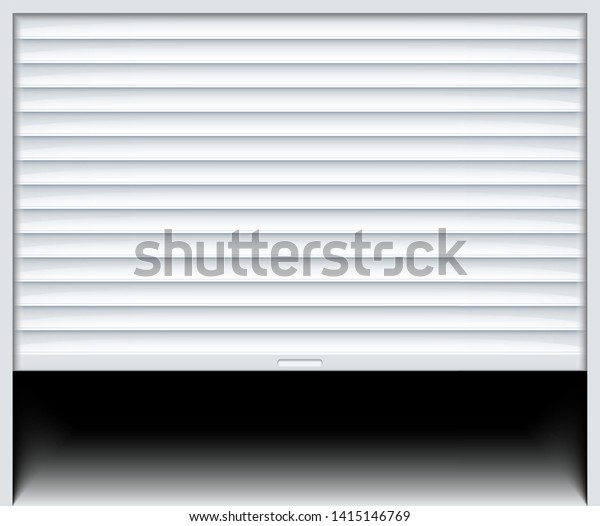 Rolling shutter door. Roller garage
metal gate. Electric roll white window background
shutter.
