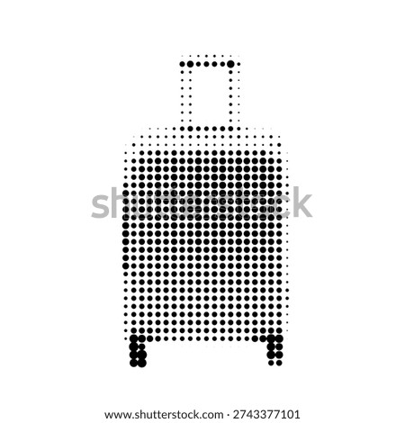Rolling suitcase in halftone style illustration