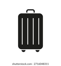 Icono sólido de la maleta rodante. Símbolo De Silueta De Viaje, Equipaje Y Embalaje De Vacaciones. Almacenamiento Portátil Y Essentials De Viaje. Ilustración vectorial aislada.