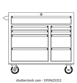 Rolling Tool Cabinet black and white isolated object