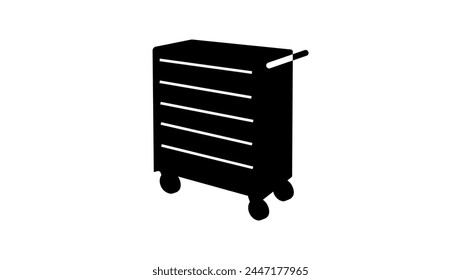  Rolling Tool Chest, black isolated silhouette