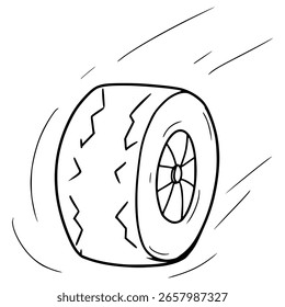 rolo rodas ilustração desenhado à mão vetor de contorno