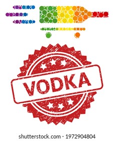 Rolling wine delivery collage icon of round dots in various sizes and LGBT colored color tinges, and Vodka unclean rosette seal imitation. A dotted LGBT-colored Rolling wine delivery for lesbians,