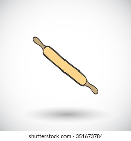 Rolling-pin sketch. Hand-drawn cartoon kitchen icon. Doodle drawing. Vector illustration. 