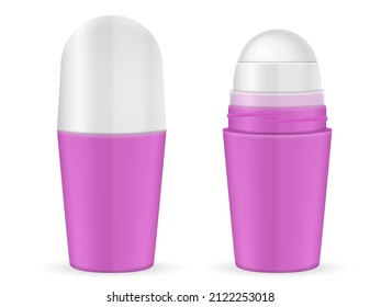 Roll-on deodorant set on a white background. Vector illustration.