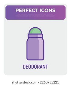 Roll-on deodorant thin line icon. Personal hygiene care. Modern vector illustration.