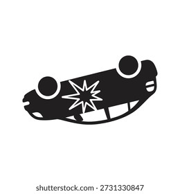 Rollover crash icon vector illustration showing car upside down accident overturned vehicle wreck damage road safety concept isolated white background design element