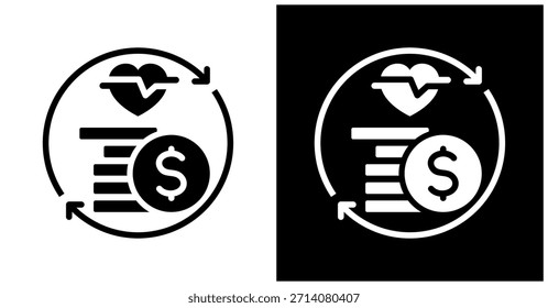 Icono de fondos de Transferencia en fondo blanco y negro