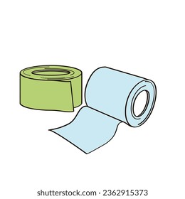 Rolls of bandages Outline color vector illustration