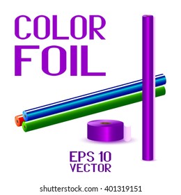 Rolls of Color Foil. Foil for Typographic Machine. Vector Illustration