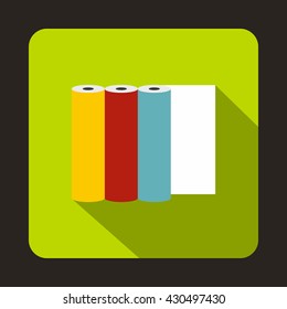 Rolls of colored paper icon