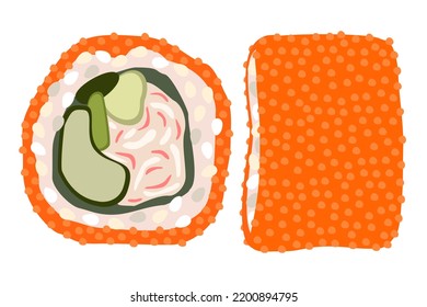 Rolls with cucumber. Vector isolated illustration. Traditional japanese cuisine.