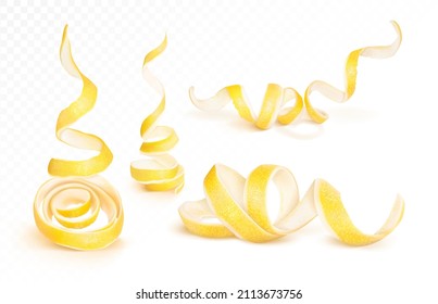 Rolls of lemon peel. Vector illustration on a transparent background.