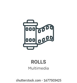 Rolls outline vector icon. Thin line black rolls icon, flat vector simple element illustration from editable multimedia concept isolated stroke on white background