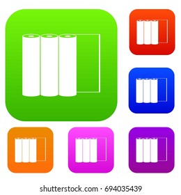 Rolls of paper set icon in different colors isolated vector illustration. Premium collection