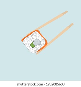 rolls. sushi. chopsticks. Flat vector illustration