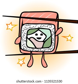 Rolls and sushi Japanese food Chinese sticks  philadelphia cute