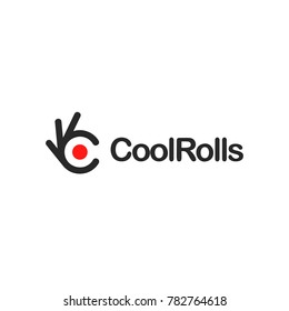 Rolls and sushi japanese restaurant. Japan cool food icon. Ok symbol, Okay vector logo, high quality