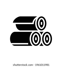 rolls of textile glyph icon vector. rolls of textile sign. isolated contour symbol black illustration