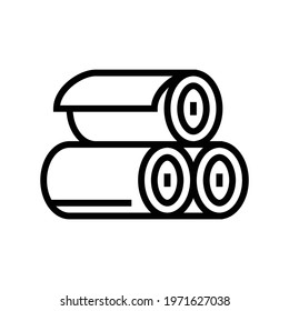 rolls of textile line icon vector. rolls of textile sign. isolated contour symbol black illustration
