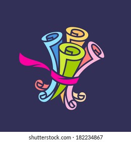 Rolls of wallpaper sign Branding Identity Corporate vector logo design template Isolated on a dark background