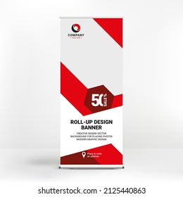 Roll-up advertising banner design, creative graphic style, abstract design, vector