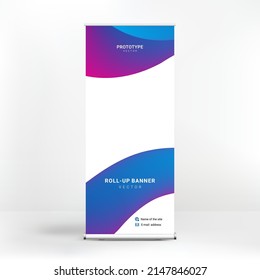 Roll-up advertising banner design, creative graphic style, abstract design, vector
