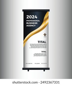 Roll-up advertising banner design, stand for presentations, conferences, seminars, exhibitions, professional business agency