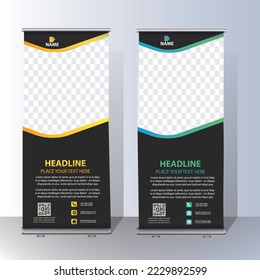 Banner RollUp, portadilla de diseño de pancarta de plantilla, vector, fondo abstracto, pancarta x moderna, diseño de arrastre colorido de tamaño rectangular.