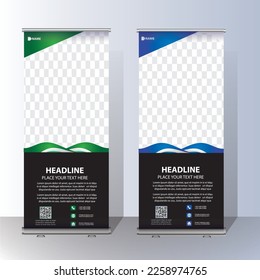 Banner RollUp, portadilla de diseño de pancarta de plantilla, vector, fondo abstracto, pancarta x moderna, diseño de arrastre colorido de tamaño rectangular.