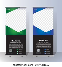 RollUp baner, stand template brochure flyer banner design template vector, abstract background, modern x-banner, rectangle size  colourful  pull up design.