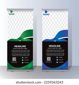 RollUp baner, stand template brochure flyer banner design template vector, abstract background, modern x-banner, rectangle size  colourful  pull up design.