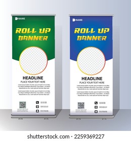 RollUp baner, stand template brochure flyer banner design template vector, abstract background, modern x-banner, rectangle size  colourful  pull up design.