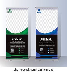 RollUp baner, stand template brochure flyer banner design template vector, abstract background, modern x-banner, rectangle size  colourful  pull up design.