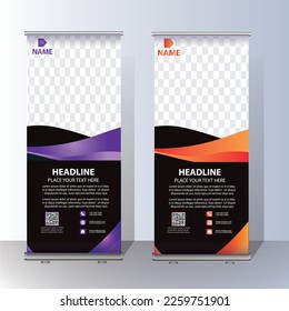 RollUp baner, stand template brochure flyer banner design template vector, abstract background, modern x-banner, rectangle size  colourful  pull up design.