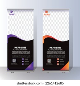 RollUp baner, stand template brochure flyer banner design template vector, abstract background, modern x-banner, rectangle size  colourful  pull up design.