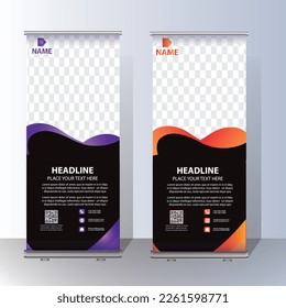 Banner RollUp, portadilla de diseño de pancarta de plantilla, vector, fondo abstracto, pancarta x moderna, diseño de arrastre colorido de tamaño rectangular.