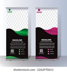 Banner RollUp, portadilla de diseño de pancarta de plantilla, vector, fondo abstracto, pancarta x moderna, diseño de arrastre colorido de tamaño rectangular.