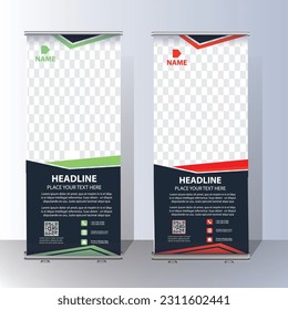 Banner RollUp, portadilla de diseño de pancarta de plantilla, vector, fondo abstracto, pancarta x moderna, diseño de arrastre colorido de tamaño rectangular.