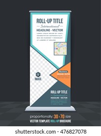 Roll-Up Banner, Advertising Vector Background Design
