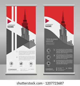 ROLLUP BANNER BUSINESS VECTOR TEMPLATE WITH A VECTOR CITY WALLPAPER / SALES BANNER