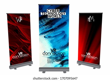 Diseño de banners de despliegue, concepto de tecnología abstracta con fondo de representación 3D