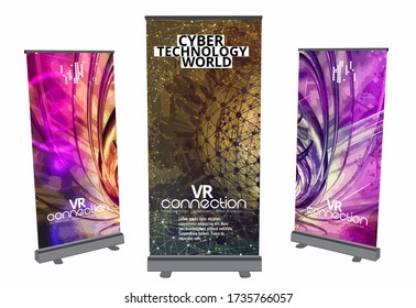 Roll-up Banner Design, abstraktes Technologiekonzept