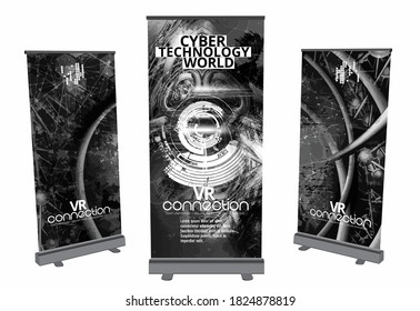 Roll-up banner design, abstract technology concept 