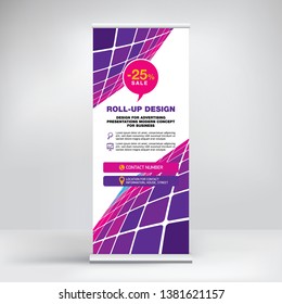 Roll-up banner design, background for placing advertising information. Template for exhibitions, presentations, conferences, seminars, modern abstract style for the promotion of goods and services