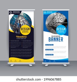 Roll-up banner design for a business banner. presentation modern publication x-banner, layout in rectangle size. Illustration vector template.
