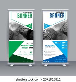 Roll-up banner design for a business banner. presentation modern publication x-banner,
layout in rectangle size. Illustration vector template