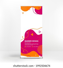 Roll-up banner design, creative background of graphic shapes, modern design for outdoor advertising