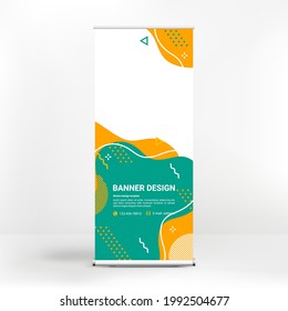 Roll-up banner design, creative background of graphic shapes, modern design for outdoor advertising